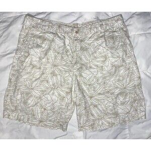 Ocean & Coast Men’s 40W Tropical Leaf Print Flat Front Chino Shorts Cotton